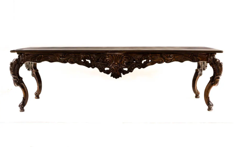 Mesa Jantar Barroca Retangular Marrom Bolo e Doces