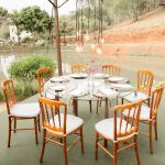 Mesa redonda base bronze tampo blindex