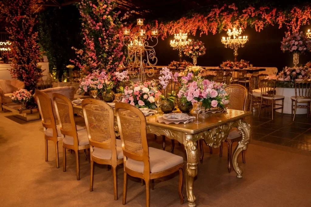 Mesa de Jantar Barroca Dourada Família